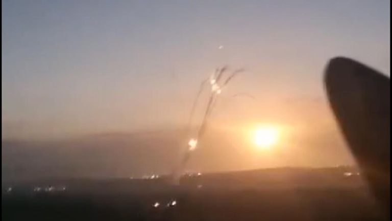 Footage shows iron dome interceptions on the border of Israel and Lebanon last night