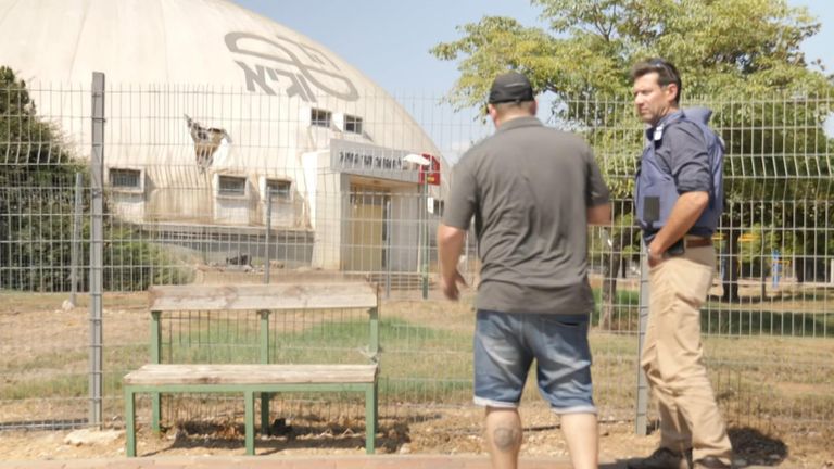 The high school gym of a kibbutz called Dafna took a direct hit from a Hezbollah rocket