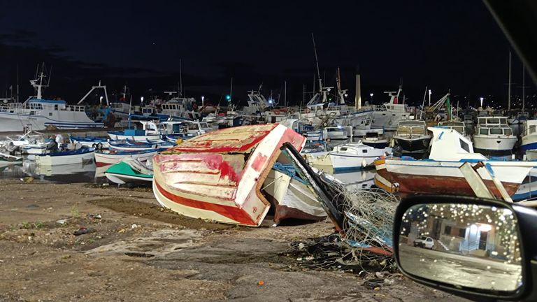 Porto di Palermo dopo la tempesta