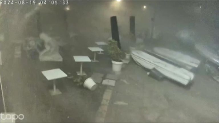 CCTV shows storm which capsized superyacht, killing one