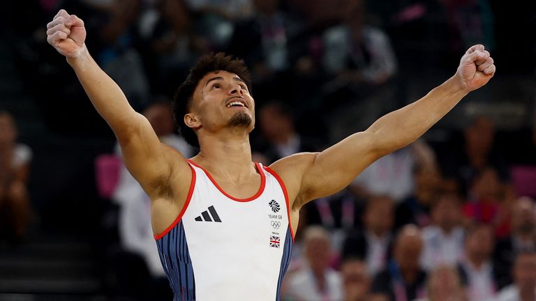 Jarman celebrates after bronze-winning performance. Pic: Reuters