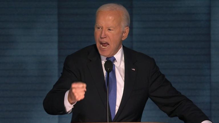 Joe Biden delivers a passionate speech at the DNC