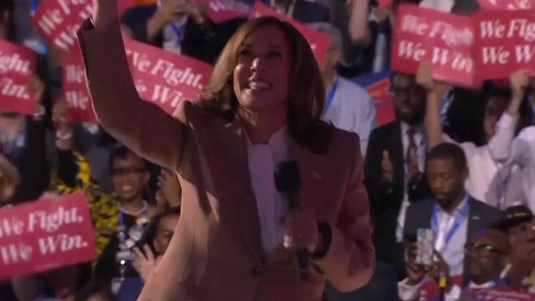 Kamala Harris makes surprise appearance at start of DNC