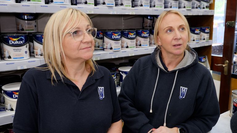 Rhonda Lafferty and Joanne Donnell, sisters who both work at the W & J Walker shop in Ballymoney