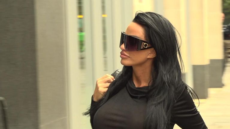 Katie Price arrives at court before bankruptcy hearing