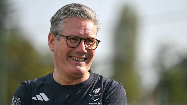 Keir Starmer visits a training centre in Saint-Germain-en-Laye, amid the 2024 Paralympic games, during his visit to France. Picture date: Thursday August 29, 2024. PA Photo. See PA story POLITICS France. Photo credit should read: Justin Tallis/PA Wire 