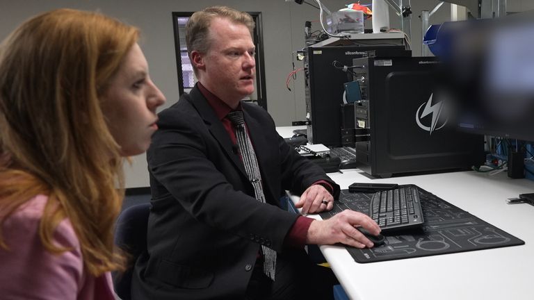 Cybercrime specialist Terry Dobrosky shows Martha Kelner how AI is used for child abuse images