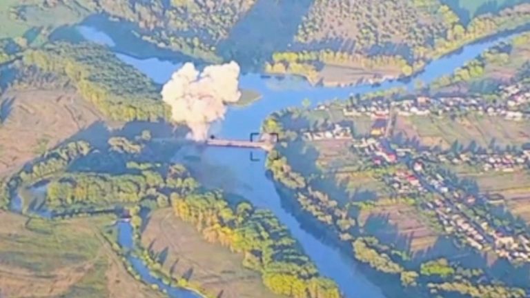 Ukrainian forces destroyed two bridges over the River Seym in Kursk Oblast, Russia.