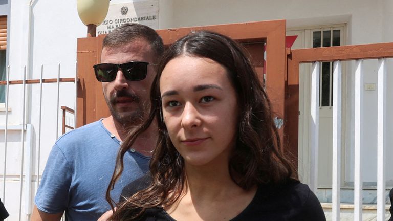 Leah Randall after being pulled ashore in Porticello on Monday. Photo: Reuters