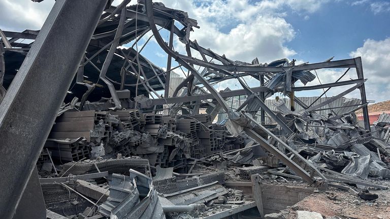 Destroyed warehouse in Lebanon