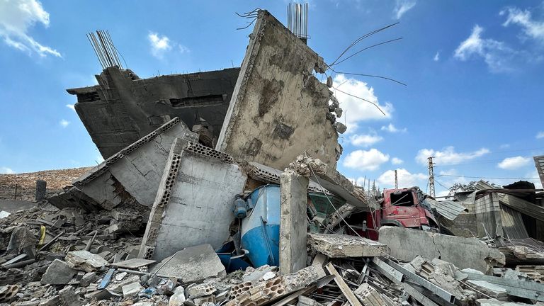 Rubble after Israeli airstrikes in Lebanon