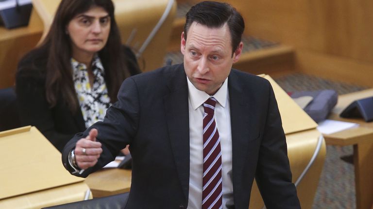 EMBARGOED TO 0001 WEDNESDAY MARCH 6 File photo dated 15/09/21 of Liam Kerr MSP Scottish Conservative during Scottish Conservative and Unionist Party debate on Net Zero, Energy and Transport, at the Scottish Parliament in Holyrood, Edinburgh. The Conservatives will accuse ministers of "abandoning" teachers amid rising violence in schools during a Scottish Parliament debate on Wednesday. A Tory motion will call on all MSPs to work together to deal with the issue "diligently and without delay". Iss