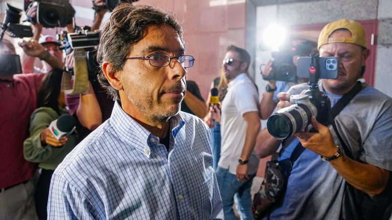 Dr. Mark Chavez, a physician from San Diego, who is charged in connection with actor Matthew Perry's death from an accidental ketamine overdose, arrives at the Roybal Federal Courthouse in Los Angeles, Friday, Aug. 30, 2024. (AP Photo/Damian Dovarganes)