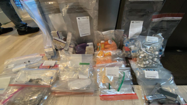 Material prosecutors said was taken from Sangha's 'stash house'. Pic: Central District of California Prosecutor's Office