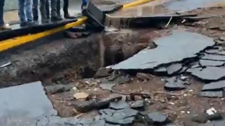 Sinkhole opens up after heavy rain in Morelia in Mexico | World News ...