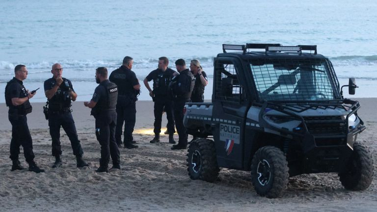 Police officers in France looking for migrant activity on 11 August