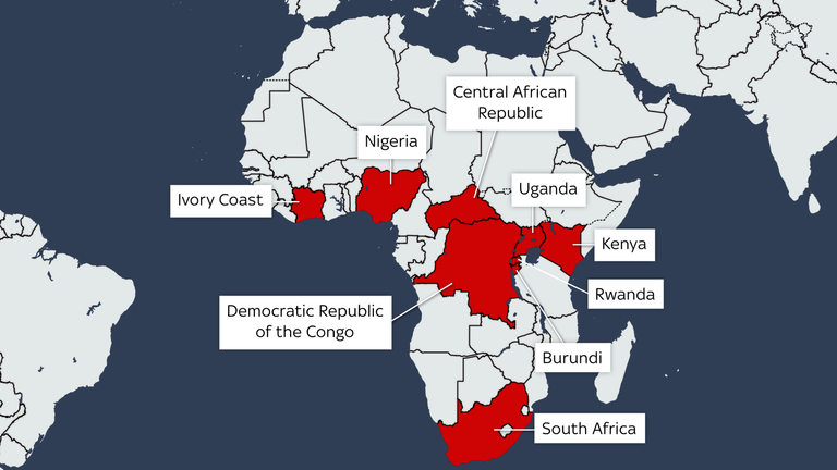 The nine countries where the WHO says mpox has been detected in the last month