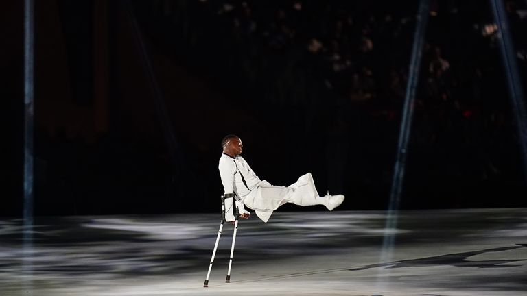 Musa Motha performs during the opening ceremony.
Pic: PA