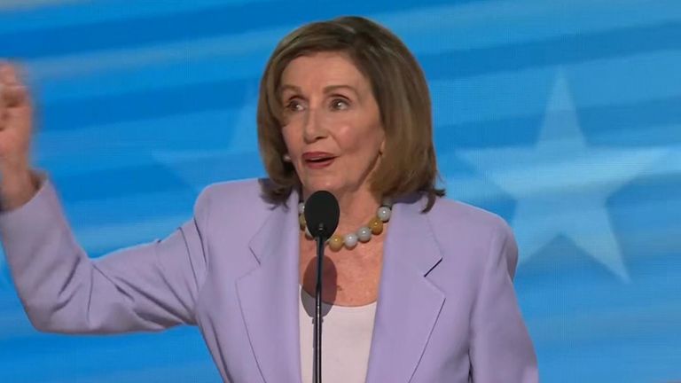 Nancy Pelosi addresses the DNC in Chicago