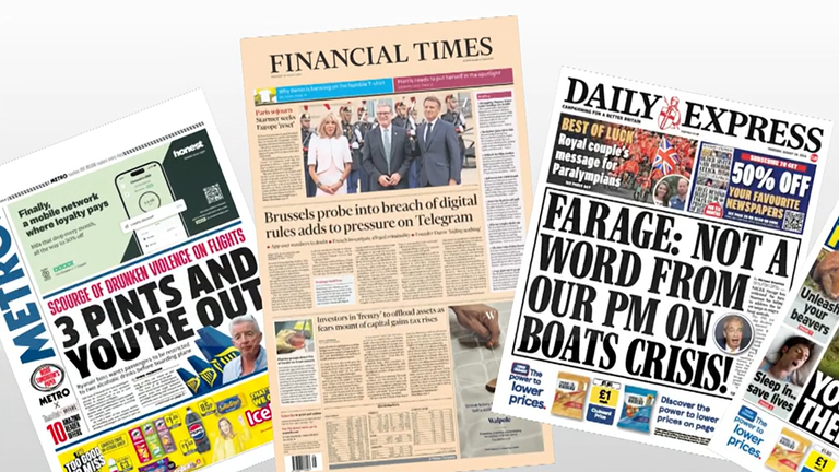 Newspaper front pages for 29 August 2024