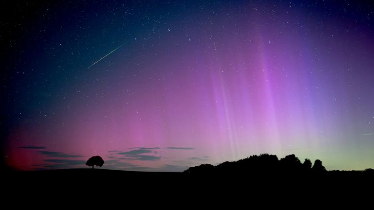 The Perseid and the northern lights over Harrogate in Yorkshire.
Pic: Andrew Hawkes/@namboozle/PA