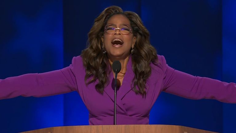 Oprah Winfrey makes surprise appearance at DNC