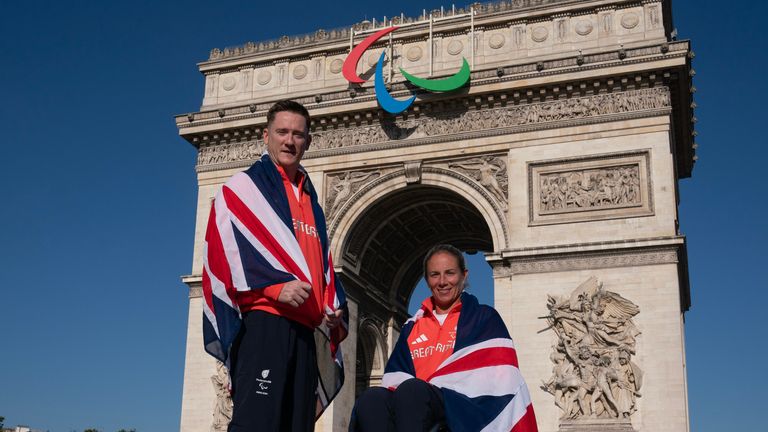 This year's British flagbearers Terry Bywater and Lucy Shuker. Pic: ParalympicsGB