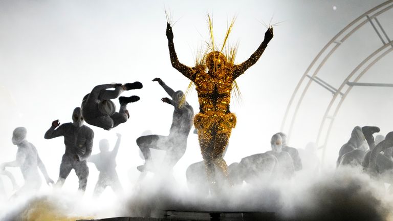 The Golden Voyager performs during the closing ceremony of the Paris 2024 Olympics. Photo: Rob Schumacher-USA TODAY Sports / Reuters