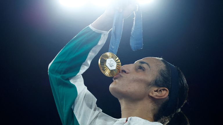 Gold medallist Imane Khelif of Algeria . Pic: Reuters