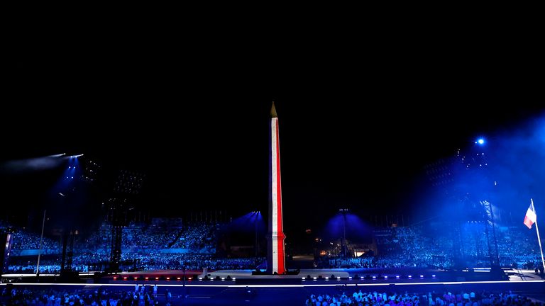 The Obelisk of Luxor displays the colours of the French flag. Pic: Reuters