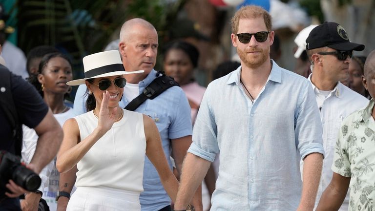 Prince Harry and Meghan arrive in San Basilio de Palenque, Colombia