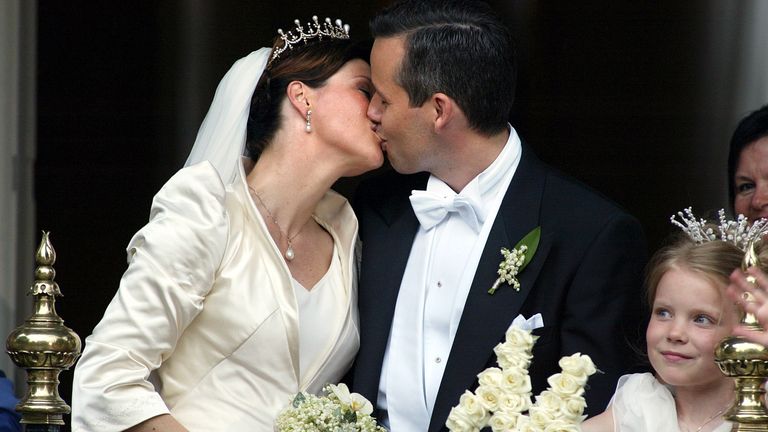 Princess Martha Louise and her former husband Ari Behn on their wedding day in 2002. Pic: Reuters