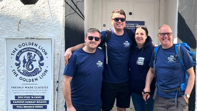 Jason and Chris Black, pub manager Rachael Starmer, and Chris' dad Mike Black. Pic: Chris Black/Cornish Inns