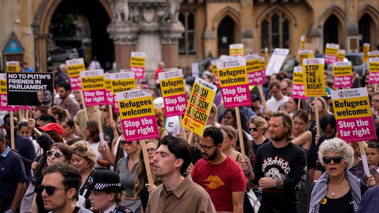 Protesters need Reform UK offices. Photo: AP