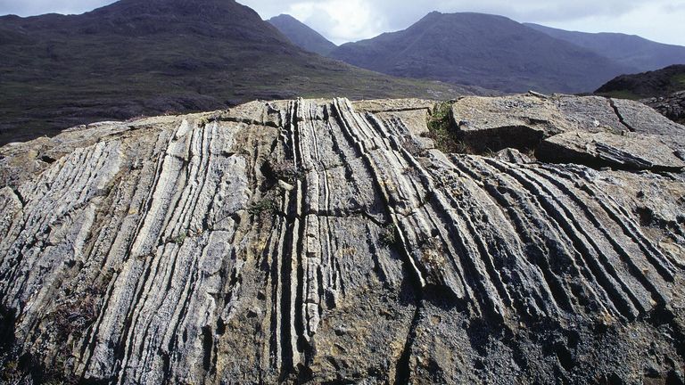 Layered gabbros and peridotites on the western slopes of the Rum Cuillin. Pic: Lorne Gill/NatureScot