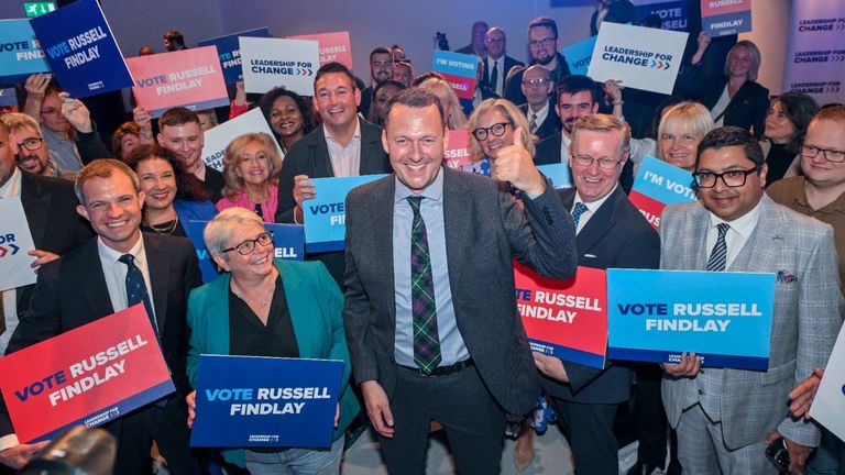 Russell Findlay MSP with supporters at his leadership campaign launch. Pic: Dave Johnson