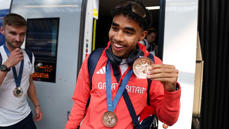 Great Britain's Samuel Reardon arrives by Eurostar into London St. Pancras International train station after competing at the 2024 Paris Olympic Games in France. Picture date: Monday August 12, 2024. Jordan Pettitt/PA Wire