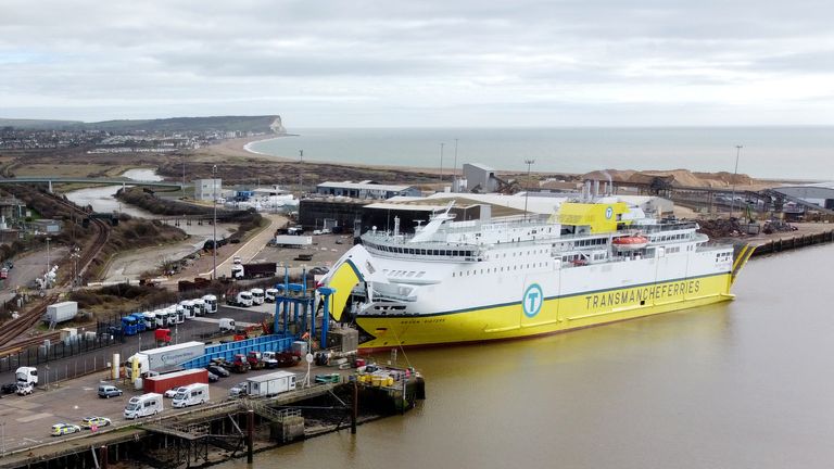 The ferry Seven Sisters at Newhaven ferry port after migrants were found in the back of a lorry.
File pic: PA 