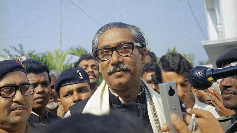 Sheikh Mujibur Rahman in 1972. Pic: AP