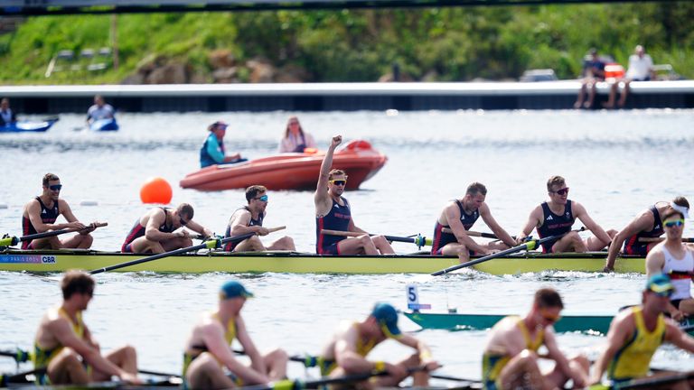 The men's eights crew celebrates after victory. Pic: PA