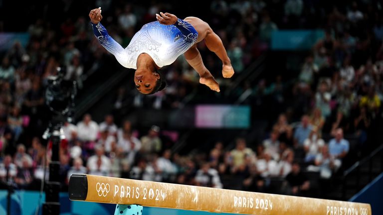 Simone Biles during the women's balance beam final