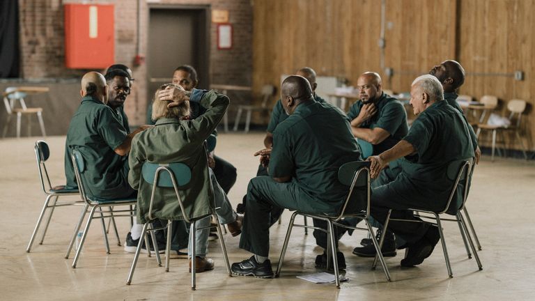 Colman Domingo and other stars of Sing Sing. Pic: Dominic Leon