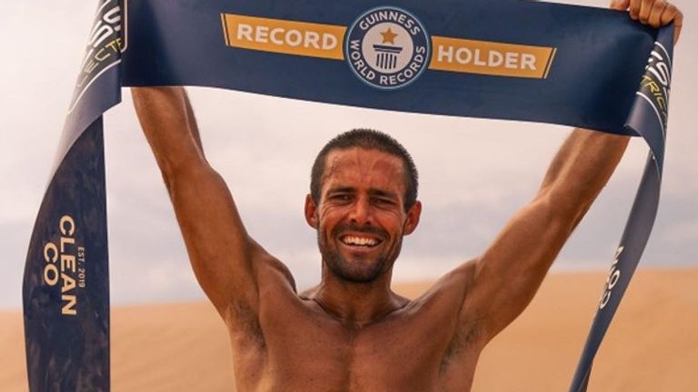 Spencer Matthews celebrates setting a new Guinness World Record.  Pic: @StoneVisualUK