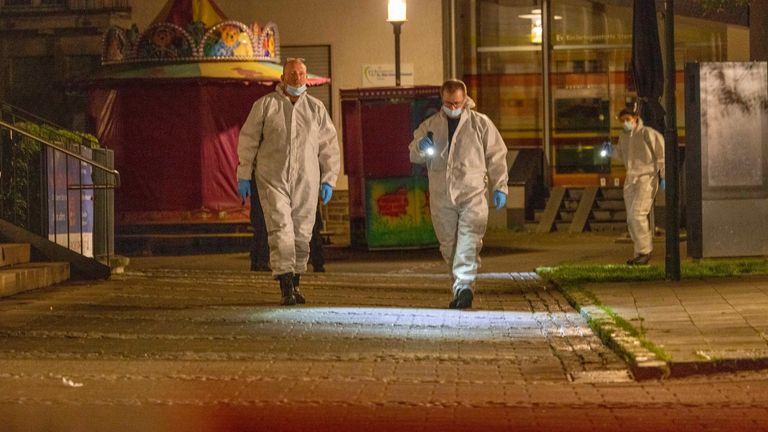 Fatalities in attack at Solingen city festival
24 August 2024, North Rhine-Westphalia, Solingen: Investigators are deployed in the city center. An attacker killed and seriously injured several people at the 650th anniversary celebrations of the city of Solingen on Friday evening. Photo by: Thomas Banneyer/picture-alliance/dpa/AP Images