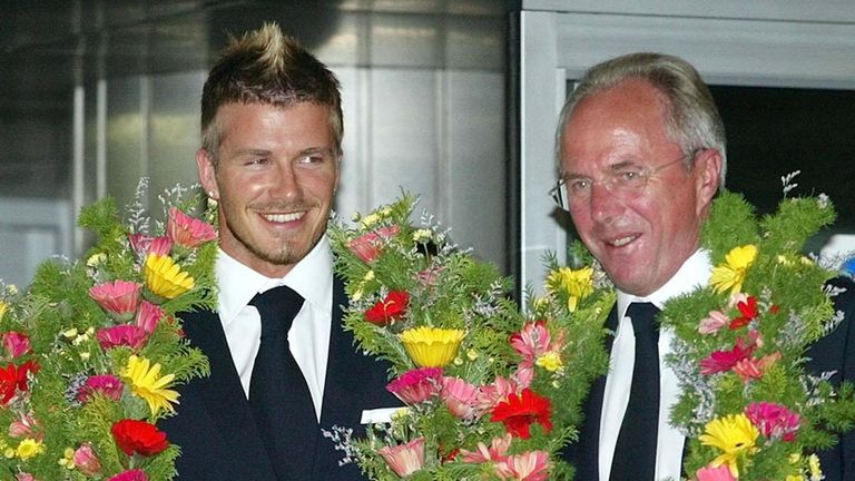 File photo dated 18-05-2002 of David Beckham and Sven-Goran Eriksson. Former England manager Sven-Goran Eriksson has died at the age of 76. Issue date: Monday August 26, 2024.

