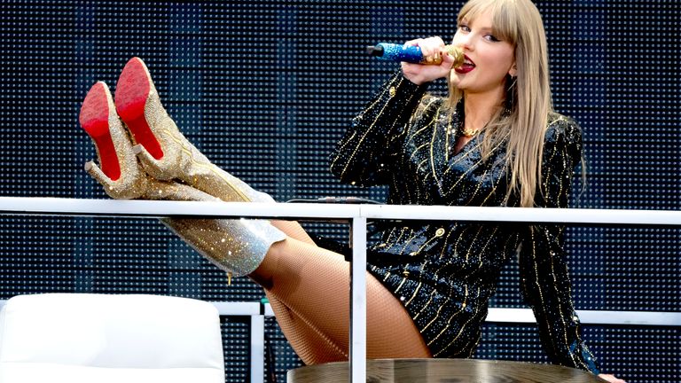 Taylor Swift performs at Wembley Stadium as part of her Eras Tour.
Pic: Invision/AP
