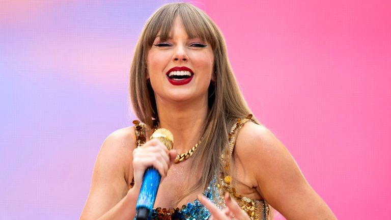 Swift performing on her Eras Tour. Pic: AP
