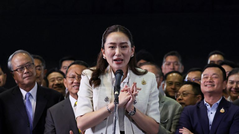 Paetongtarn Shinawatra after she was chosen as the next PM. Pic: Reuters 