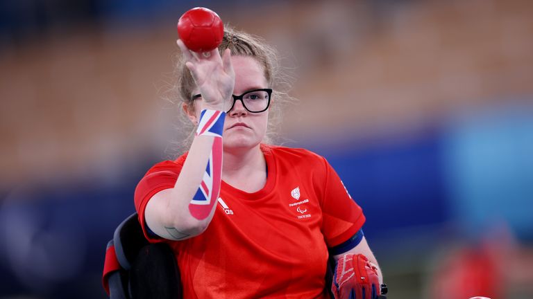 GB's Claire Taggart plays boccia at the Tokyo Paralympic Games. Pic: Reuters