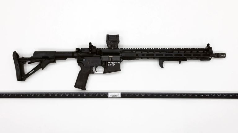 This image provided by the FBI shows Thomas Matthew Crooks' rifle as recovered at the scene in Butler, Pa., July 13, 2024. Crooks searched online for events of both former President Donald Trump and President Joe Biden and saw the Pennsylvania campaign rally where he opened fire as a "target of opportunity," a senior FBI official said. (FBI via AP)